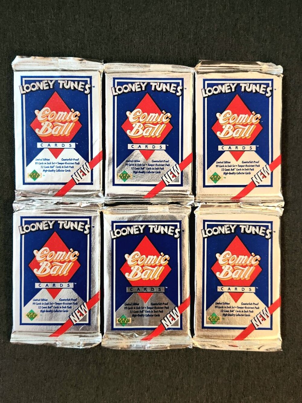Sealed Packs of Upper Deck Looney Tunes Comic Ball Cards